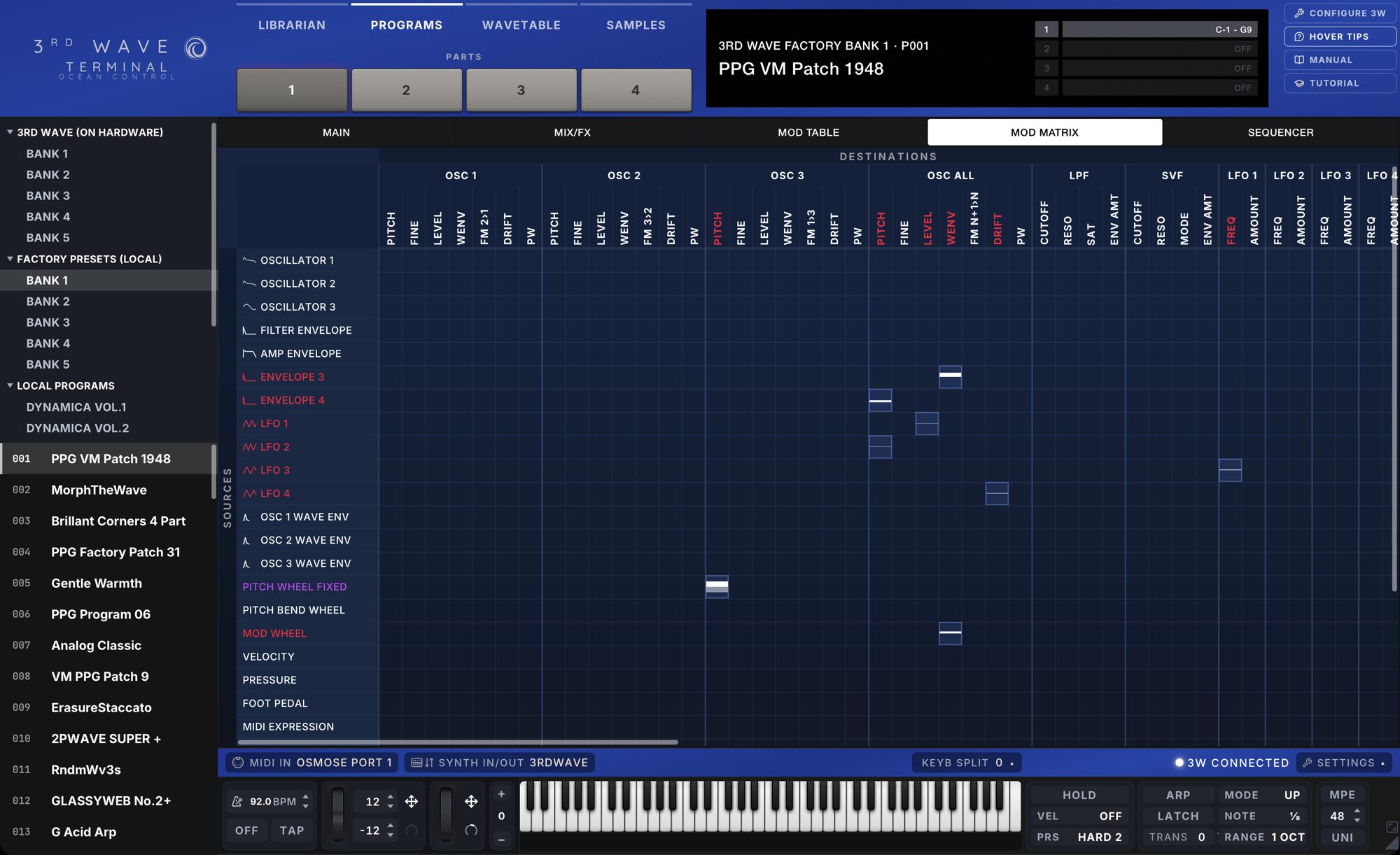 Modulation matrix