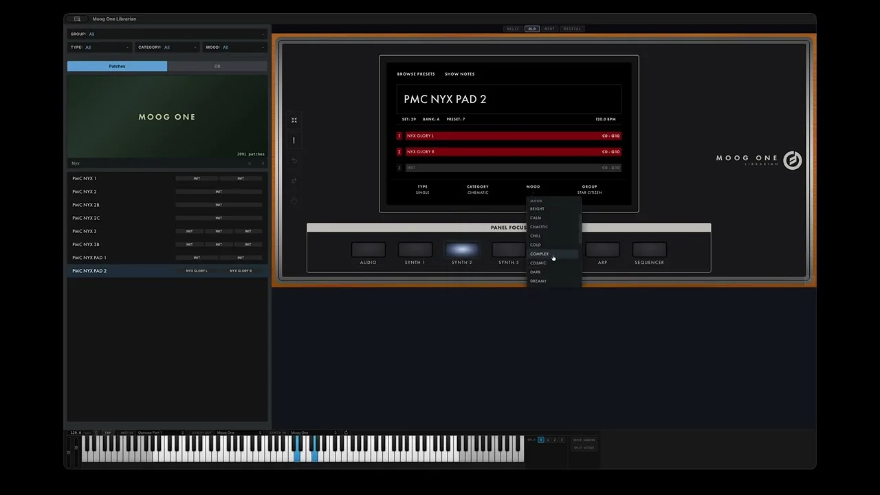 An early build of the Moog One Librarian, on video